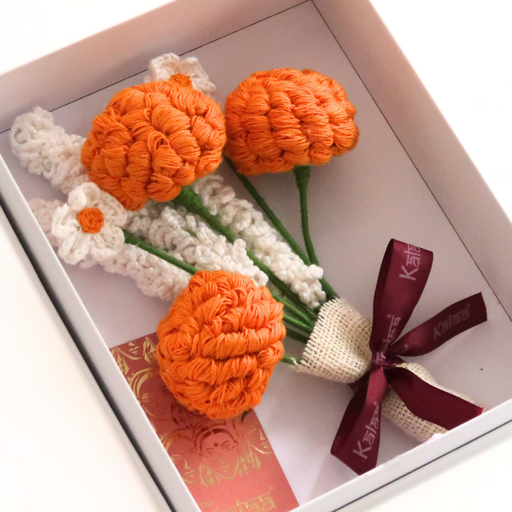 Handcrafted Crochet Marigold Bouquet