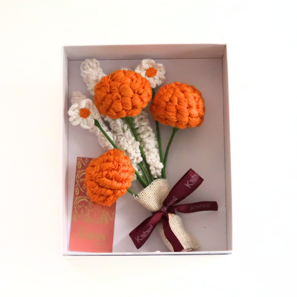 Handcrafted Crochet Marigold Bouquet