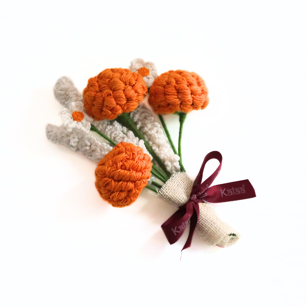 Handcrafted Crochet Marigold Bouquet