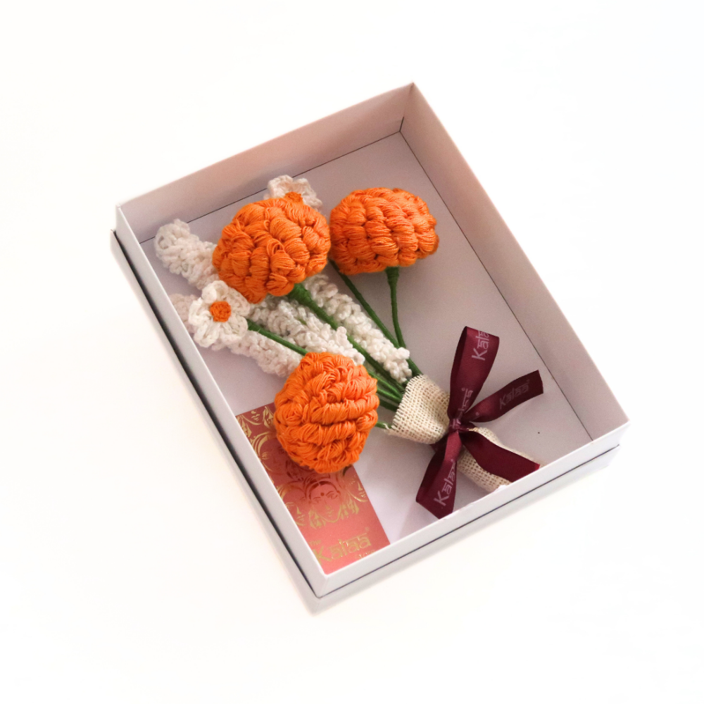 Handcrafted Crochet Marigold Bouquet