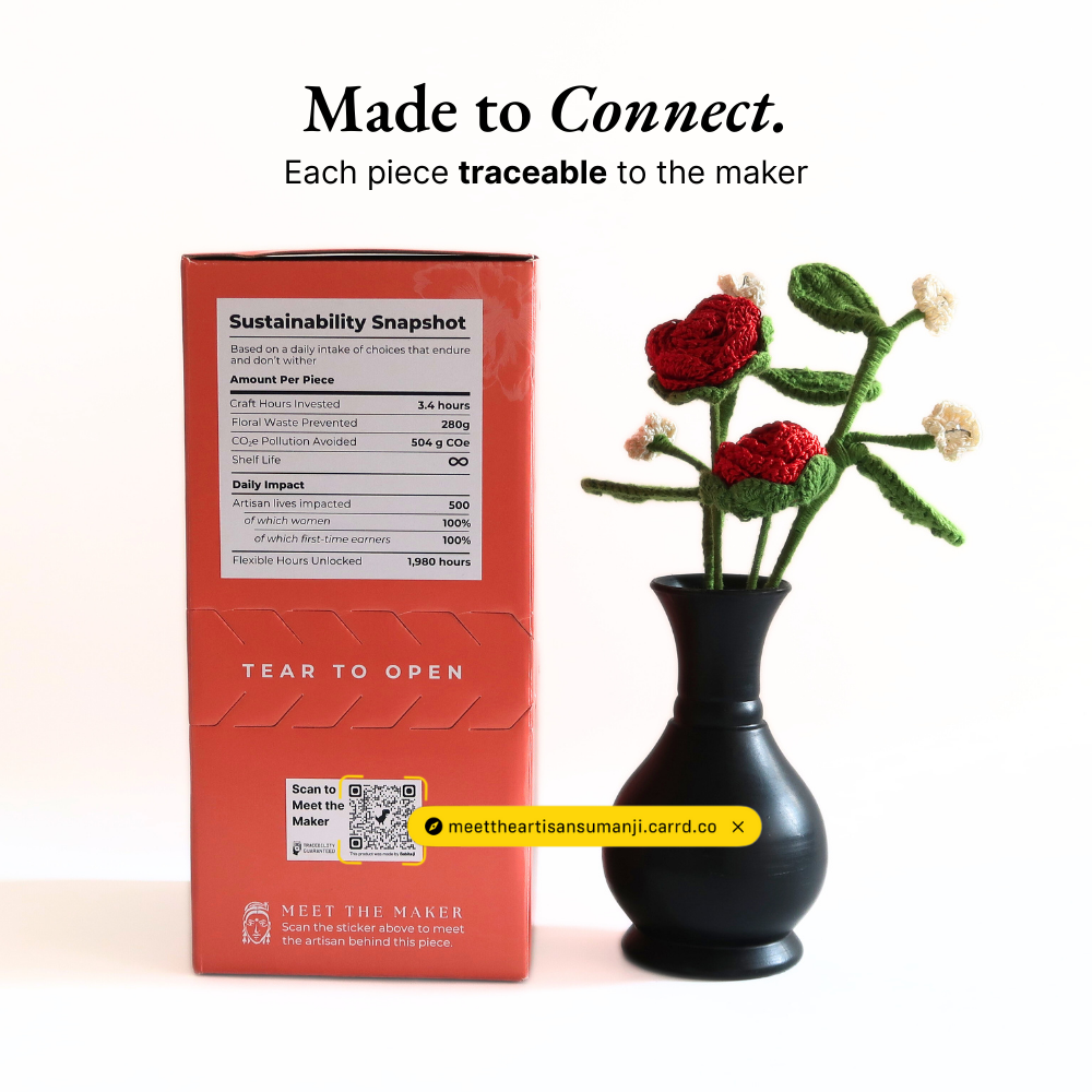 Forever Rose Crochet Flower with Vase