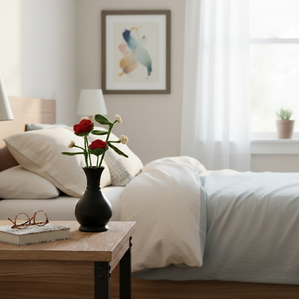 Forever Rose Crochet Flower with Vase