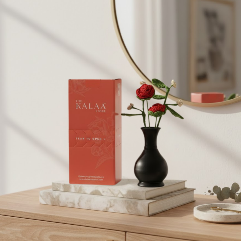 Forever Rose Crochet Flower with Vase