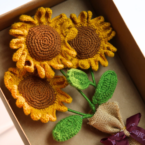 Handcrafted Crochet Sunflowers Bouquet