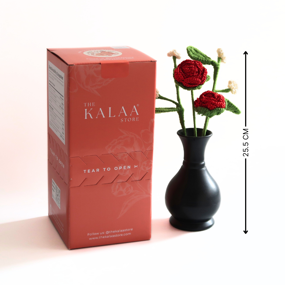 Forever Rose Crochet Flower with Vase