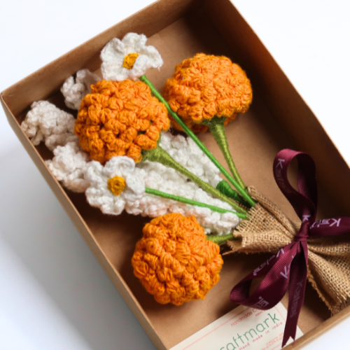 Handcrafted Crochet Marigold Bouquet