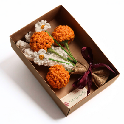 Handcrafted Crochet Marigold Bouquet