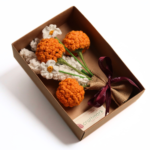 Handcrafted Crochet Marigold Bouquet
