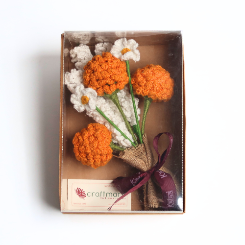Handcrafted Crochet Marigold Bouquet