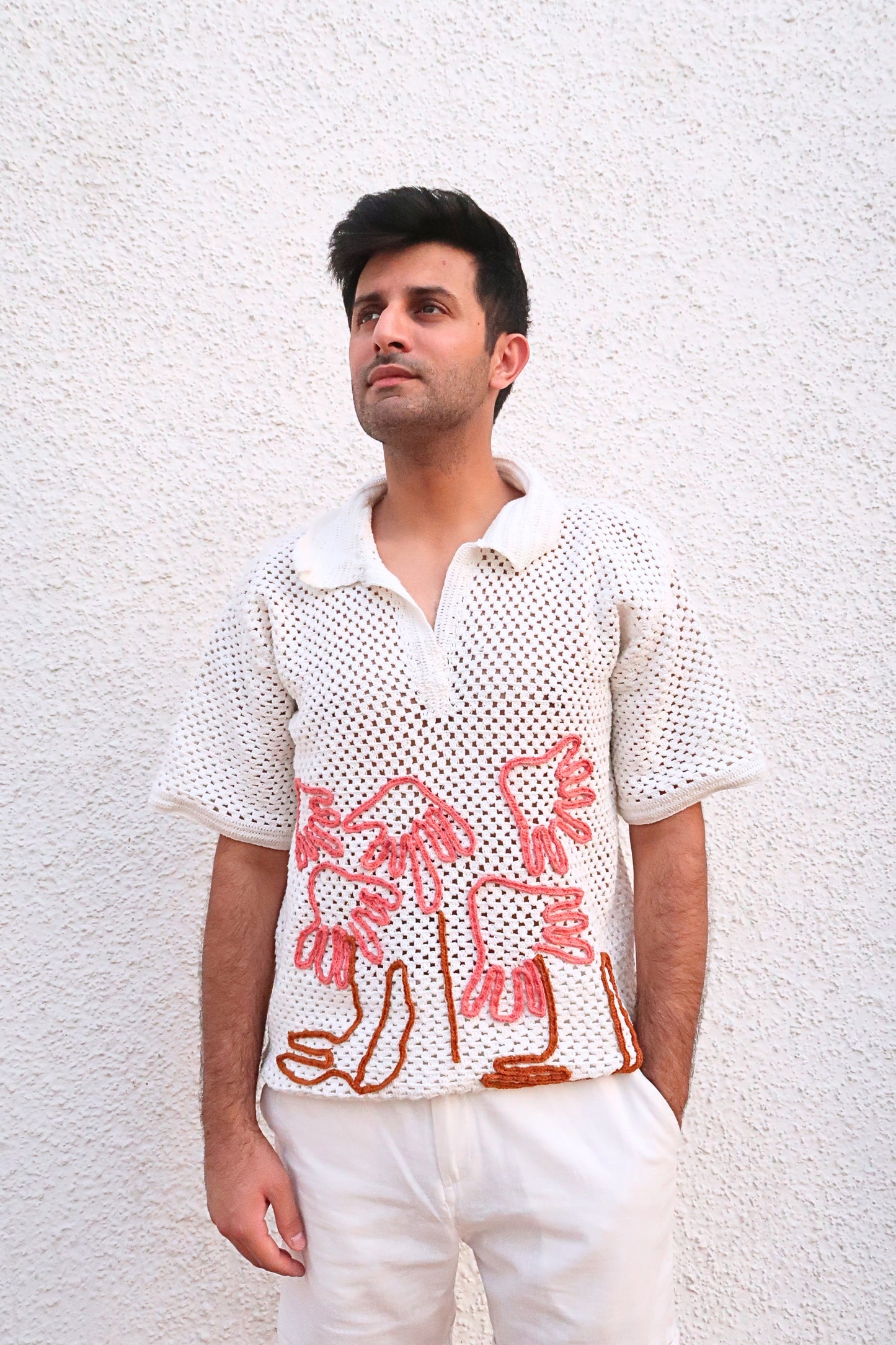 Crochet Coral Applique Jersey