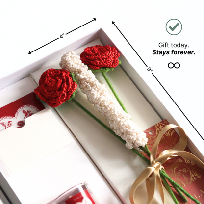 Forever Red Rose Crochet Flower Gift Set