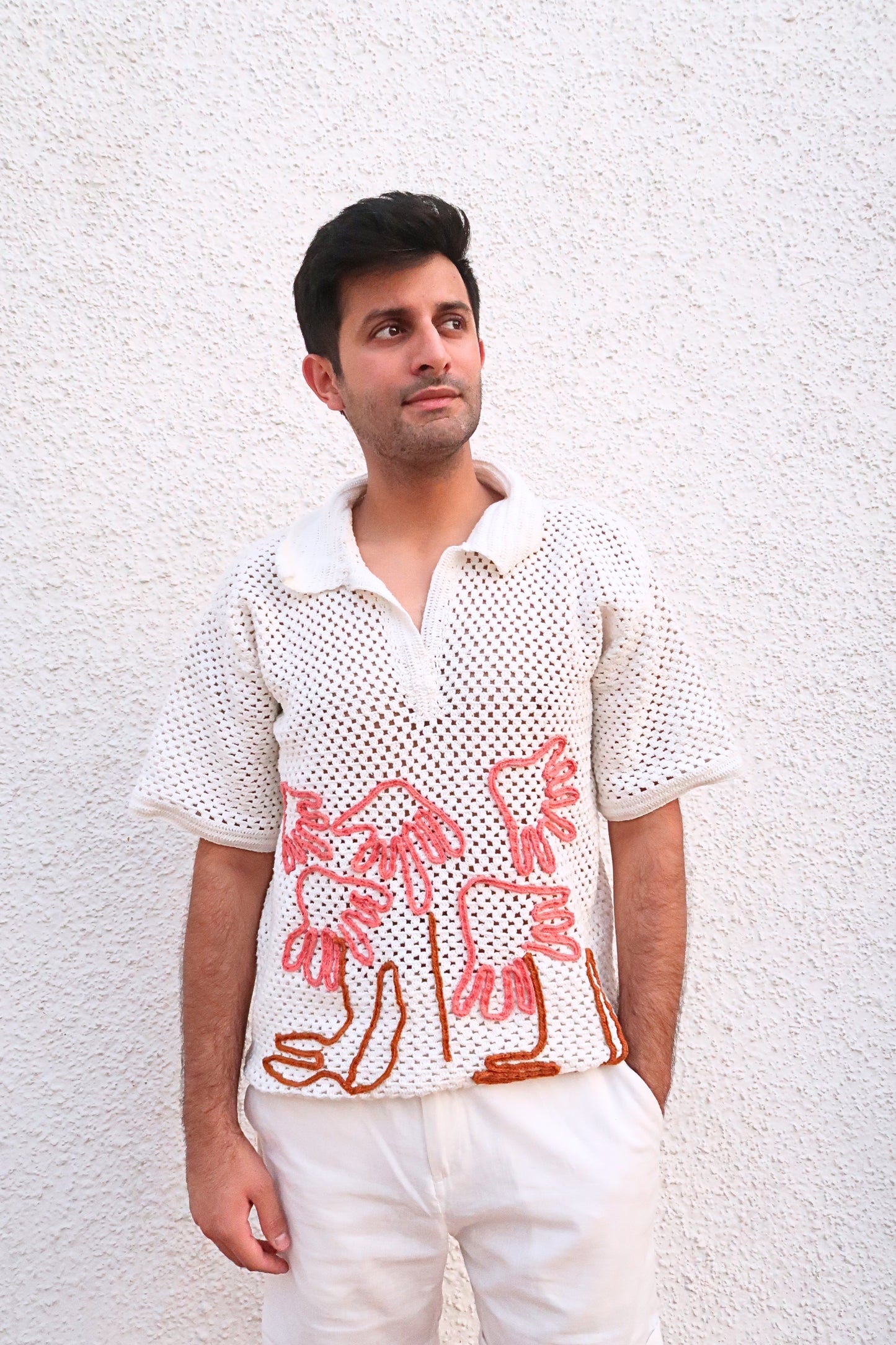 Crochet Coral Applique Jersey