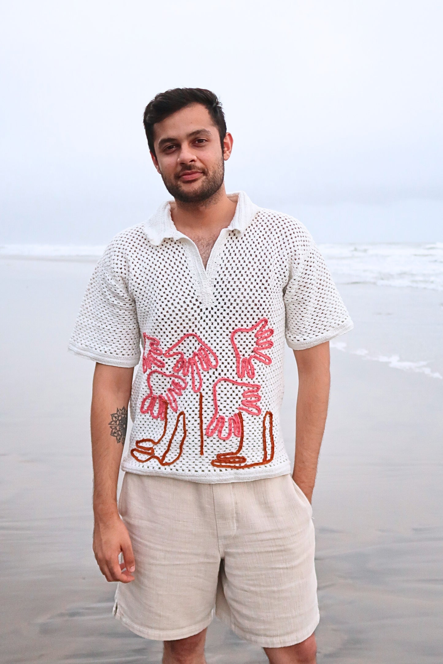 Crochet Coral Applique Jersey
