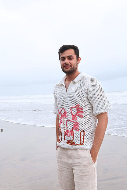 Crochet Coral Applique Jersey
