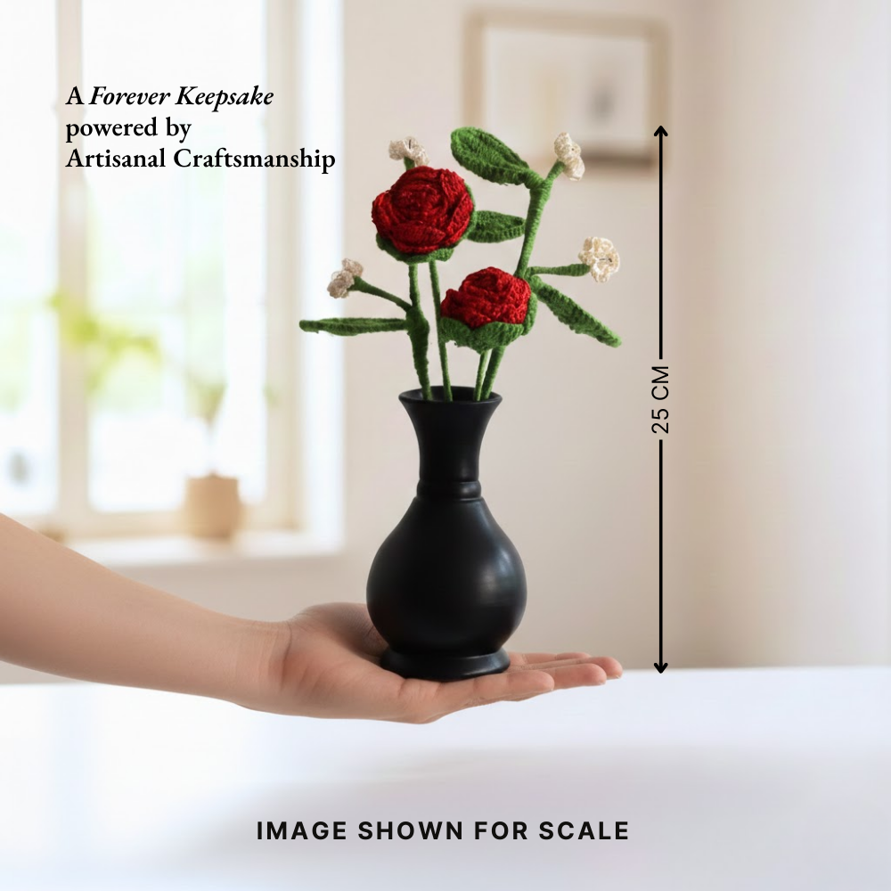 Forever Rose Crochet Flower with Vase