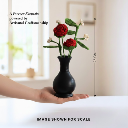 Forever Rose Crochet Flower with Vase