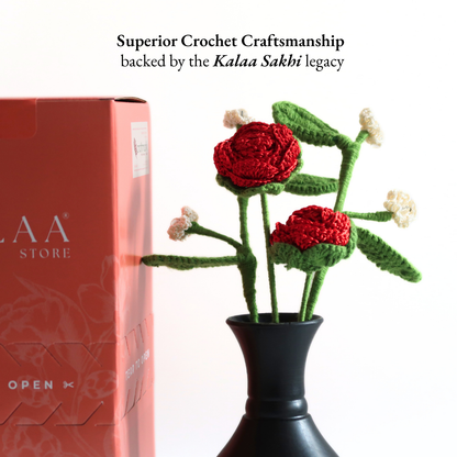 Forever Rose Crochet Flower with Vase