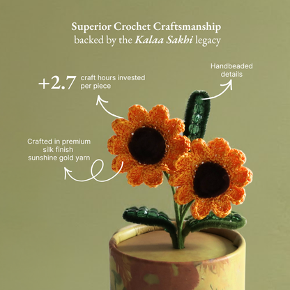 Van Gogh Sunflower Crochet Flower with Bloom Box