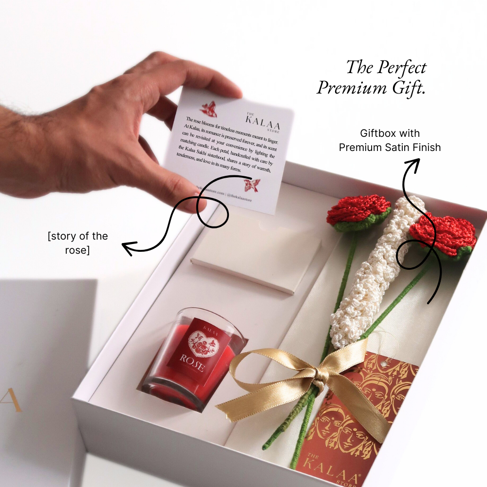 Forever Red Rose Crochet Flower Gift Set