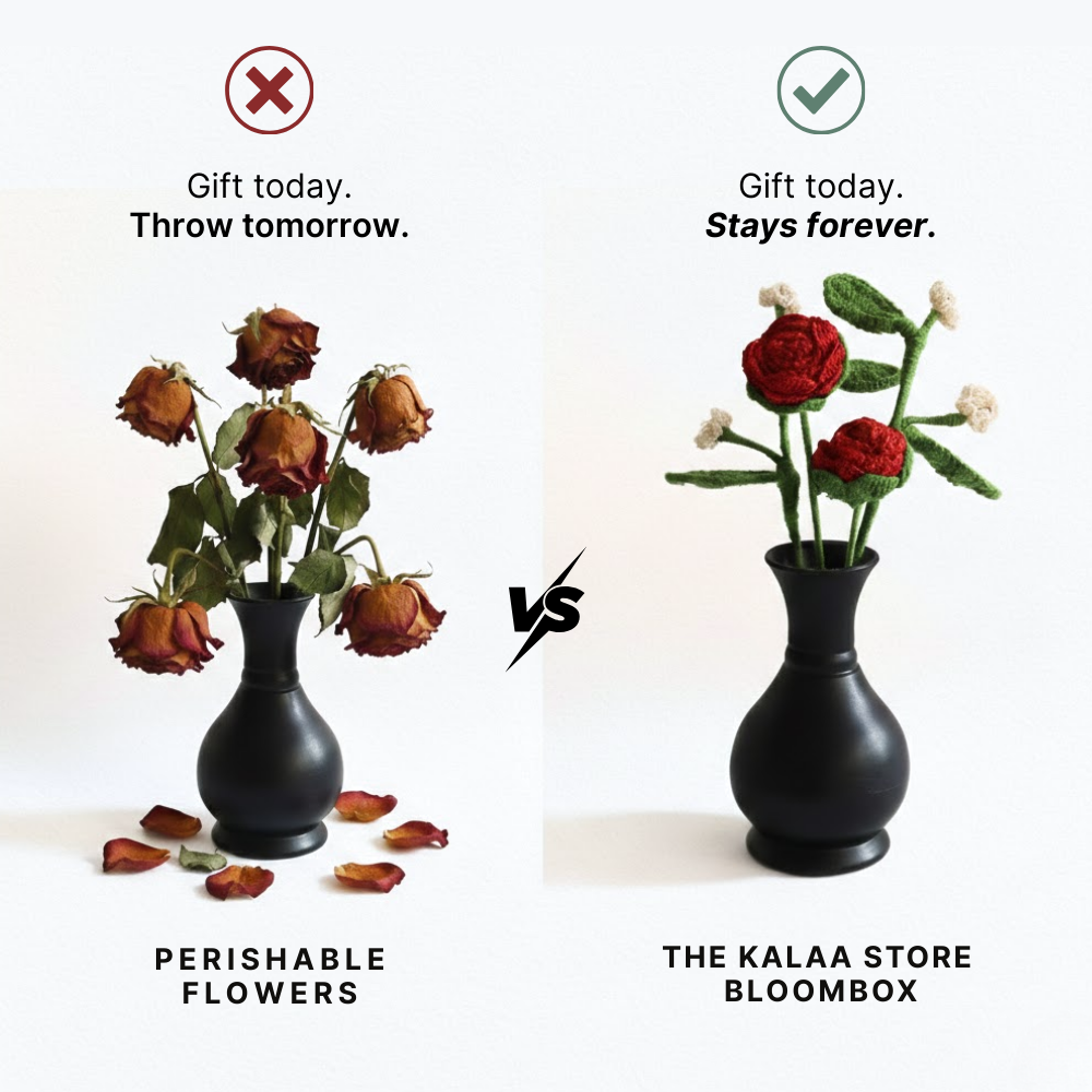 Forever Rose Crochet Flower with Vase