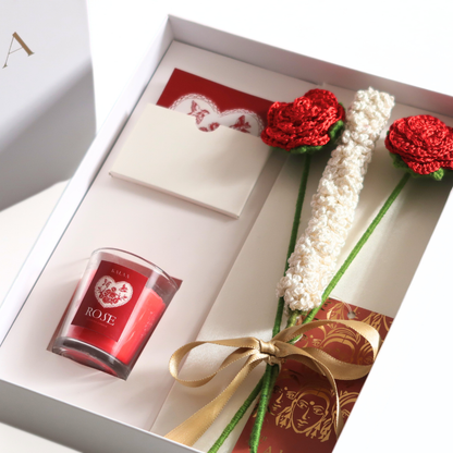 Forever Red Rose Crochet Flower Gift Set