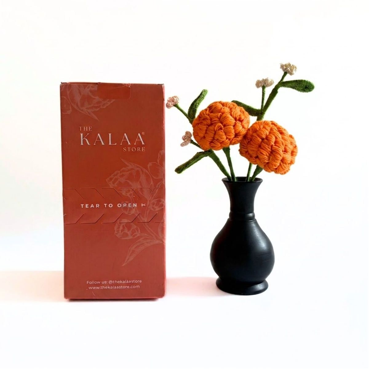 Forever Marigold Crochet Flower with Vase