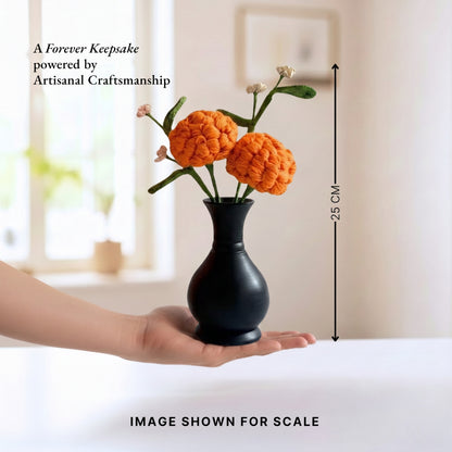 Forever Marigold Crochet Flower with Vase