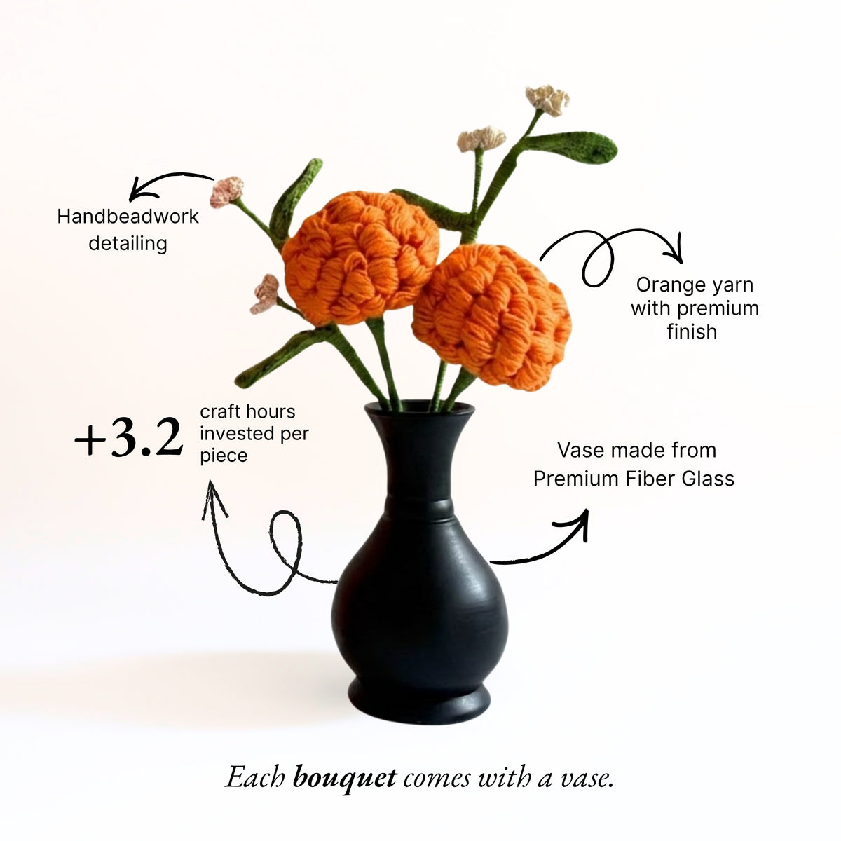 Forever Marigold Crochet Flower with Vase