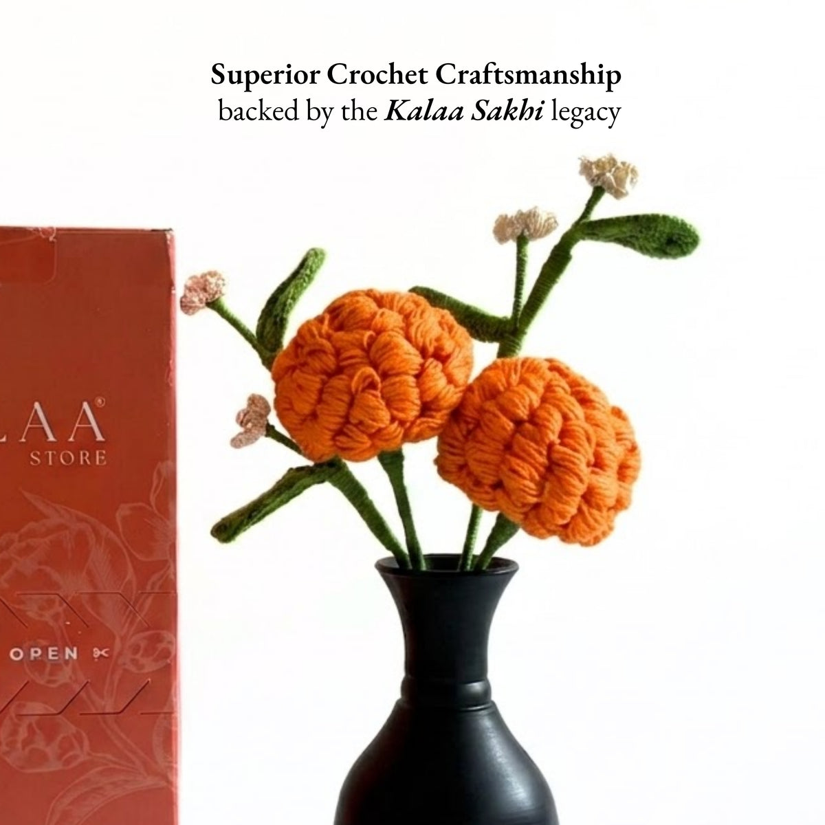 Forever Marigold Crochet Flower with Vase