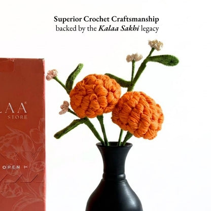 Forever Marigold Crochet Flower with Vase