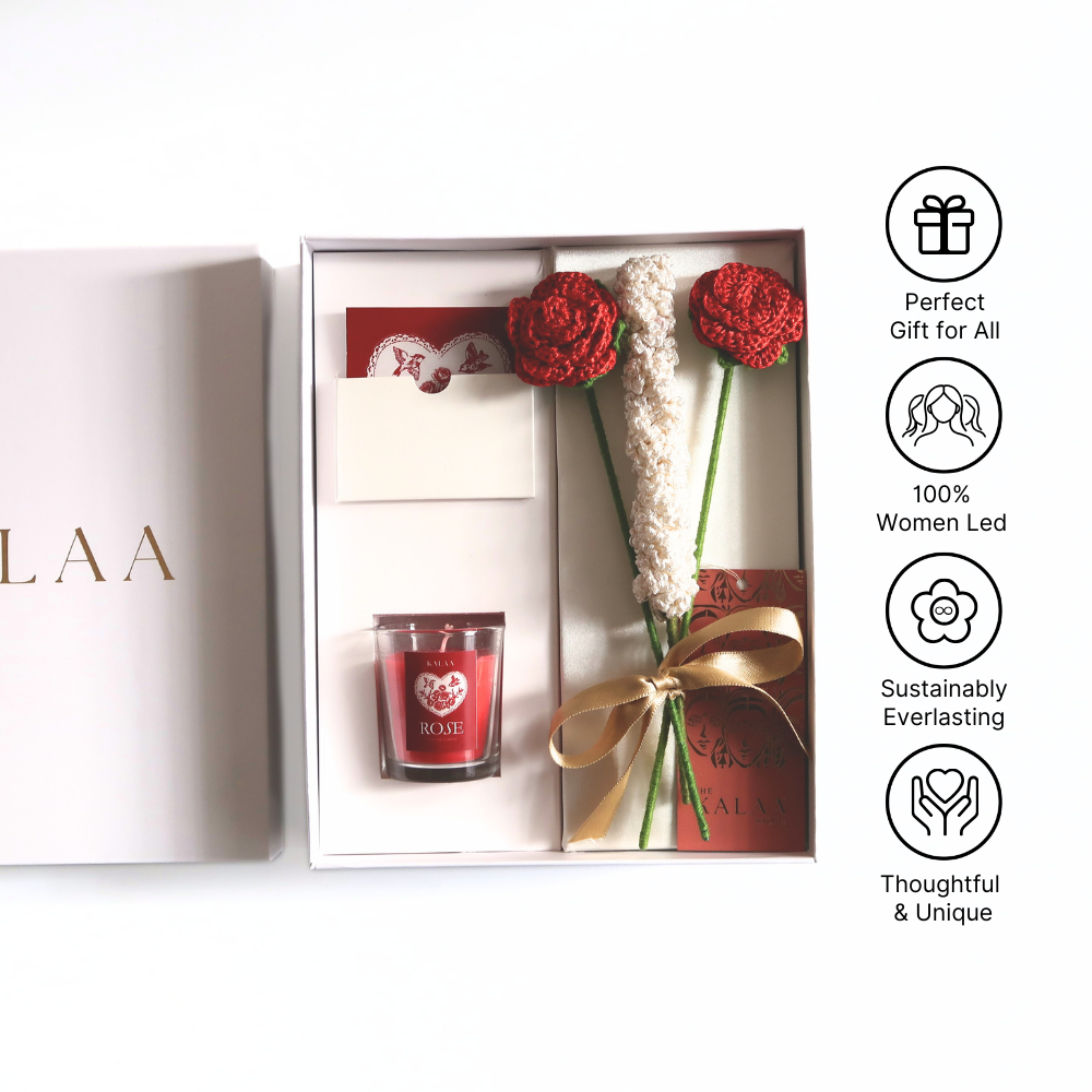 Forever Red Rose Crochet Flower Gift Set