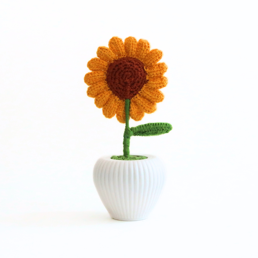 The Kalaa Store Handcrafted Crochet Sunflower in Vase