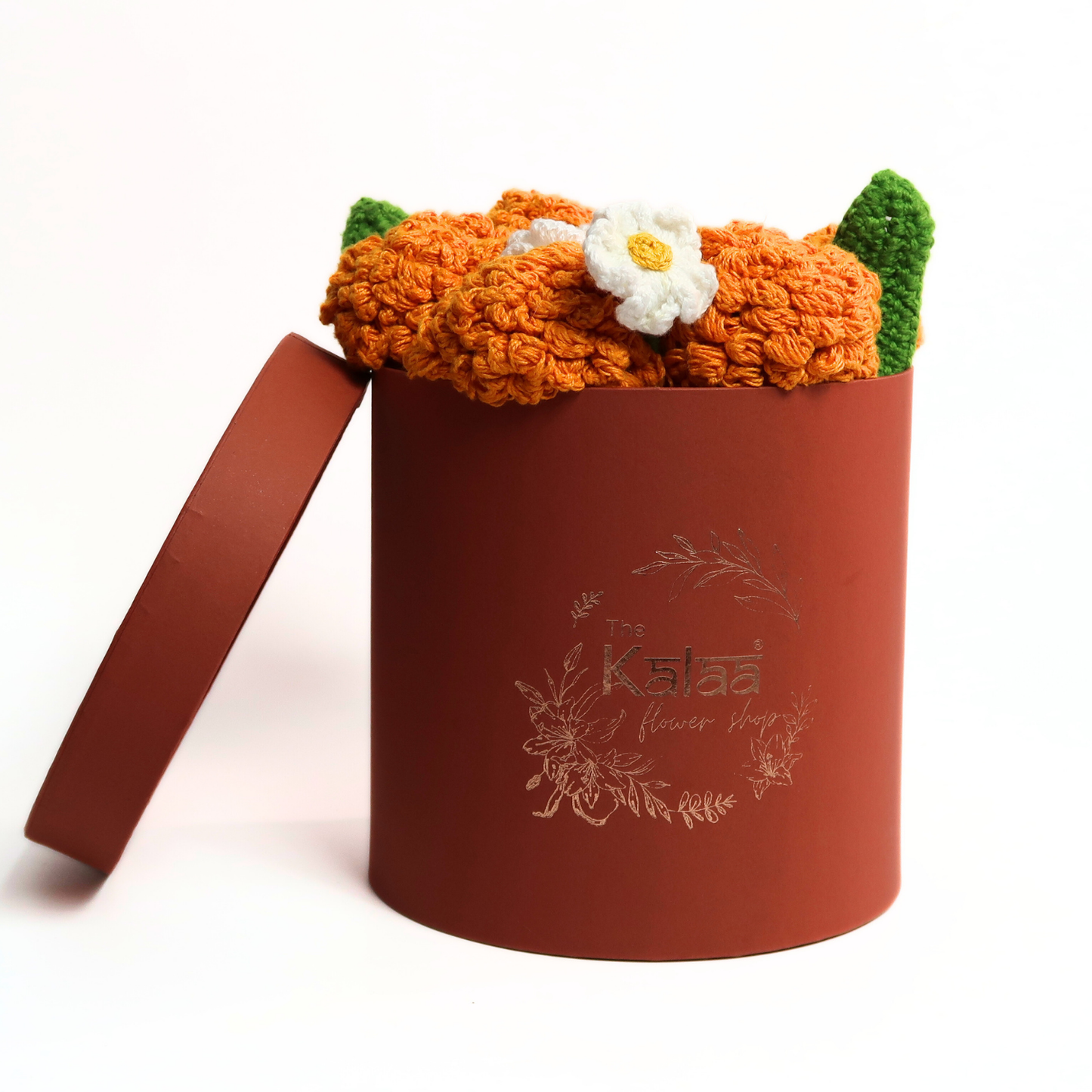 Handcrafted Crochet Festive Marigold Flower Box