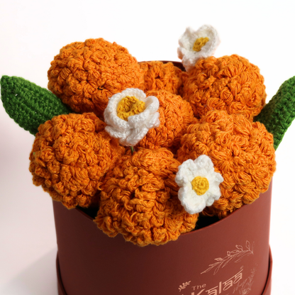 Handcrafted Crochet Festive Marigold Flower Box