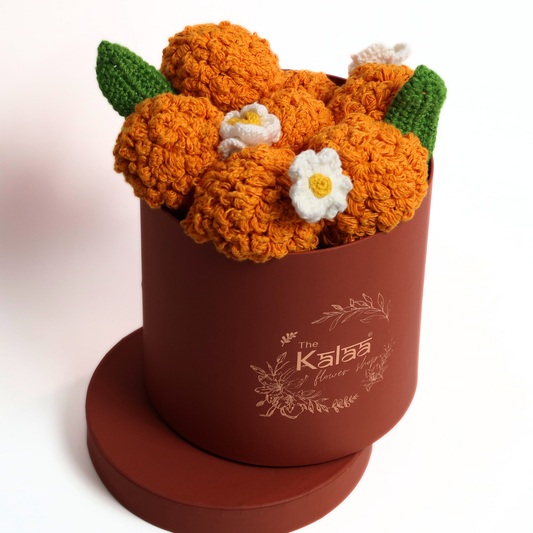 Handcrafted Crochet Festive Marigold Flower Box