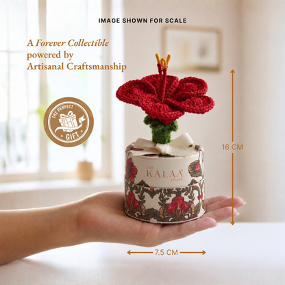 Crochet hibiscus flower BloomBox by The Kalaa Store, a unique handmade flower gift