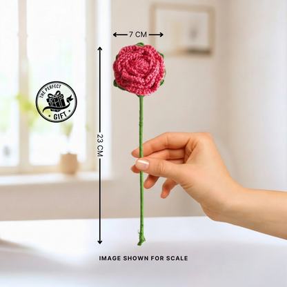 The Kalaa Store Pink Rose Crochet Flower