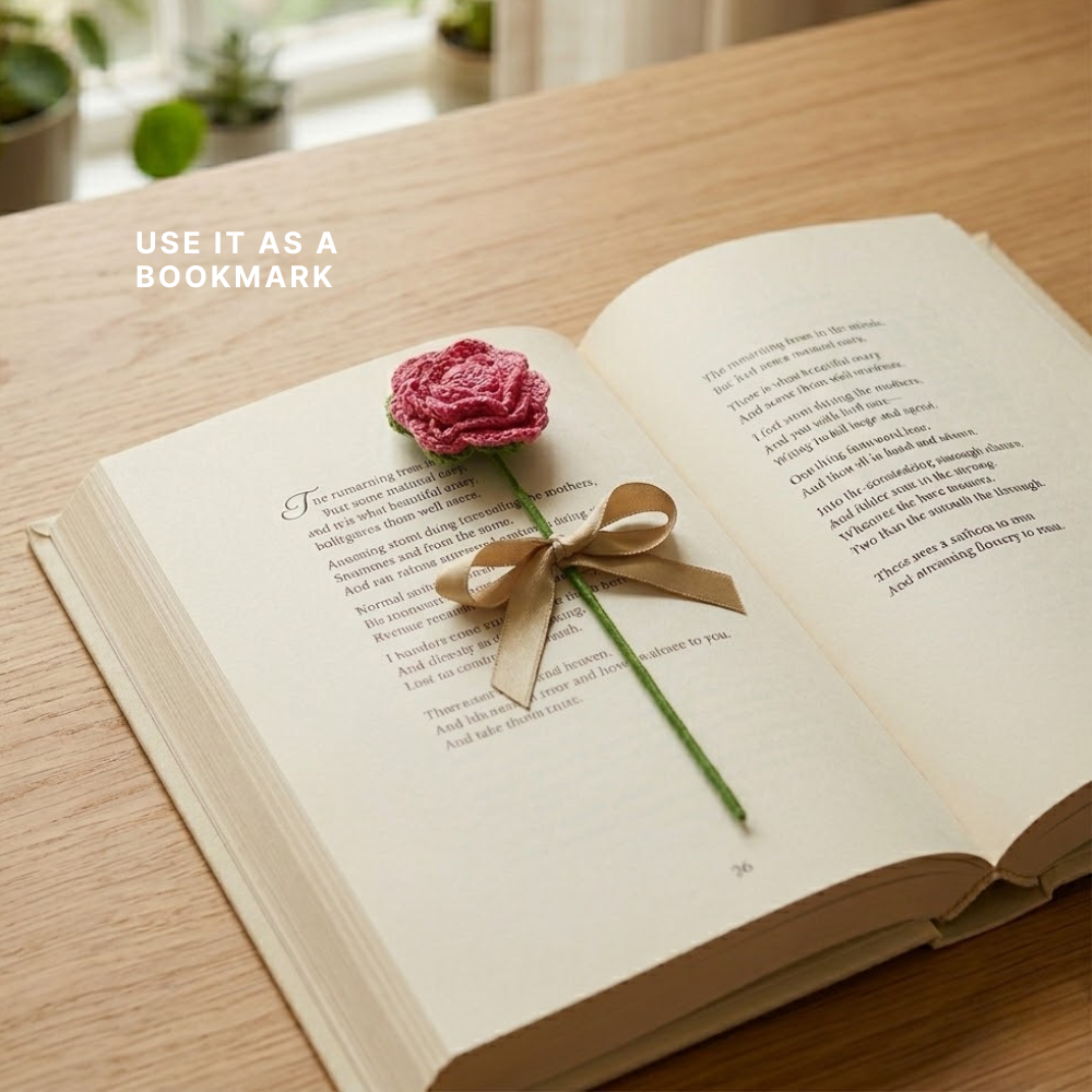 The Kalaa Store Pink Rose Crochet Flower