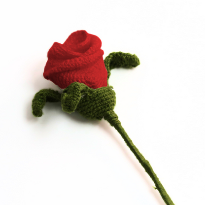 Handcrafted Crochet Flower- Single Red Rose Gift Box