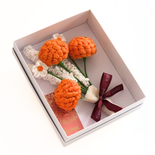 Handcrafted Crochet Marigold Bouquet