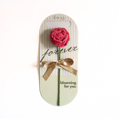 The Kalaa Store Pink Rose Crochet Flower