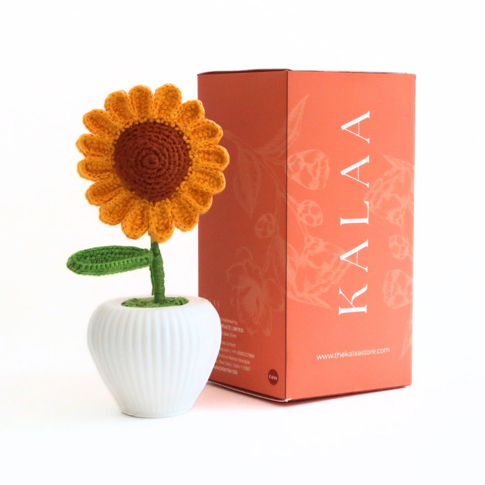 The Kalaa Store Handcrafted Crochet Sunflower in Vase