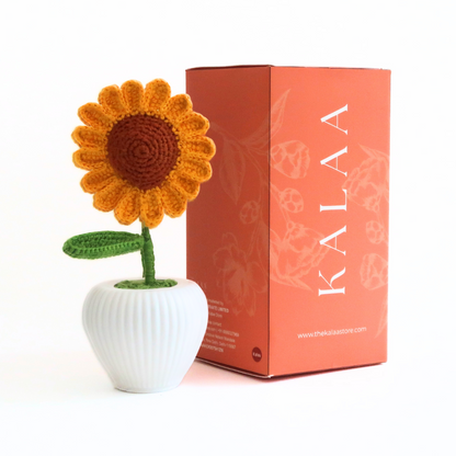 The Kalaa Store Handcrafted Crochet Sunflower in Vase