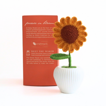 The Kalaa Store Handcrafted Crochet Sunflower in Vase