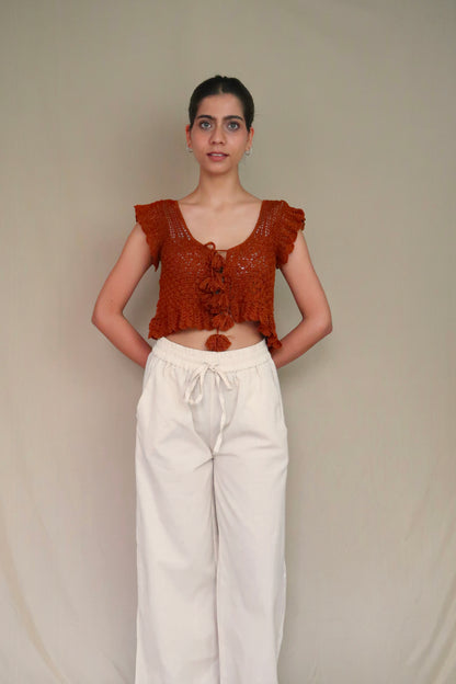 Crochet Tie-Front Blouse