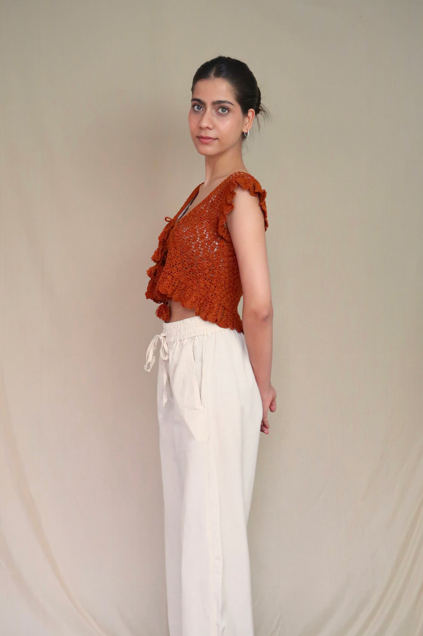 Crochet Tie-Front Blouse