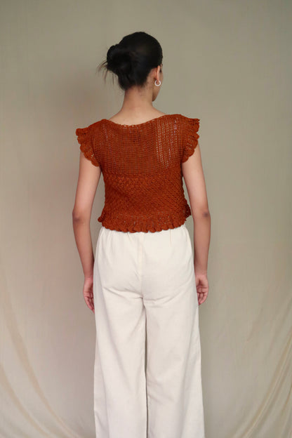 Crochet Tie-Front Blouse