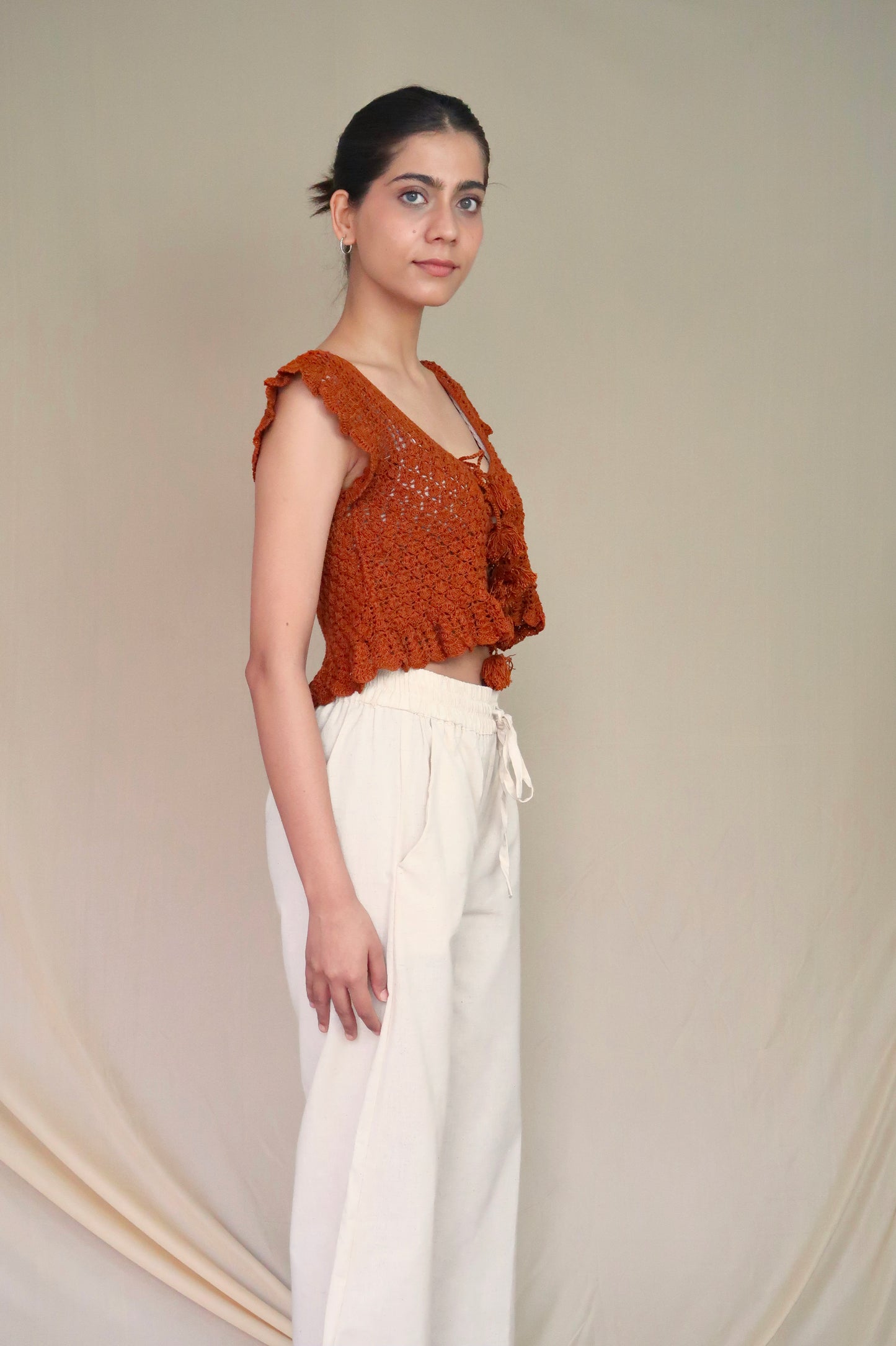 Crochet Tie-Front Blouse