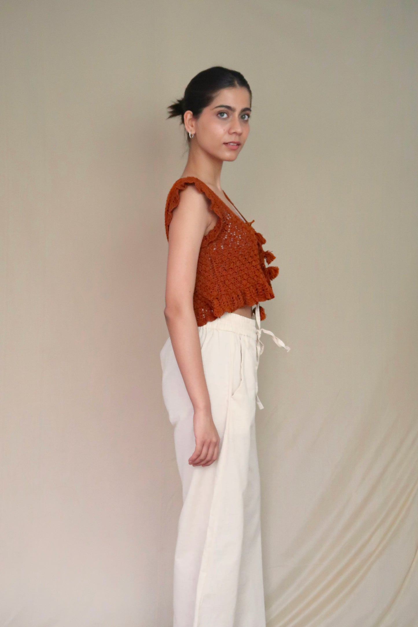 Crochet Tie-Front Blouse