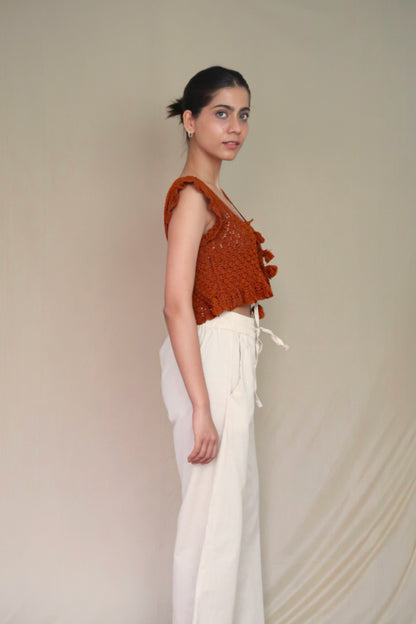 Crochet Tie-Front Blouse